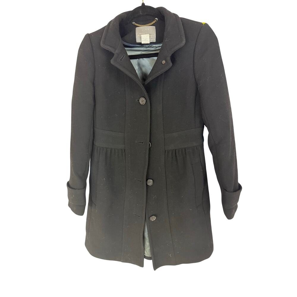 J crew double cloth black wool coat size 4